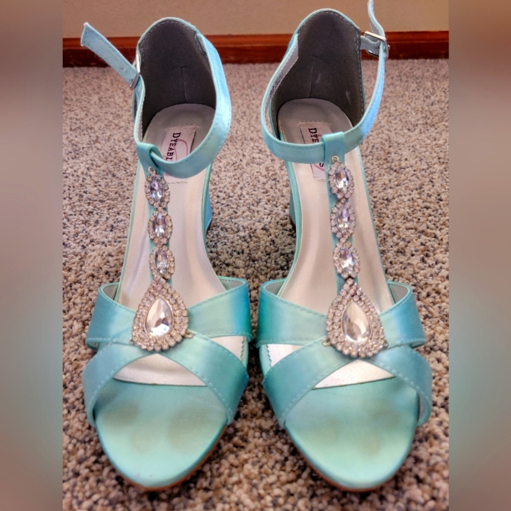 Satin bejeweled Formal Wedges